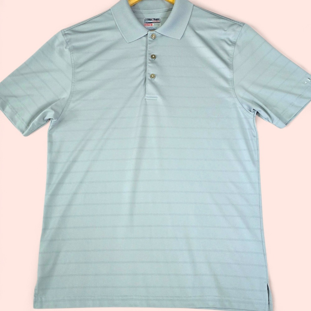 Grand Slam Performance Airflow Mens Large Gray Textured Striped Polo Shirt